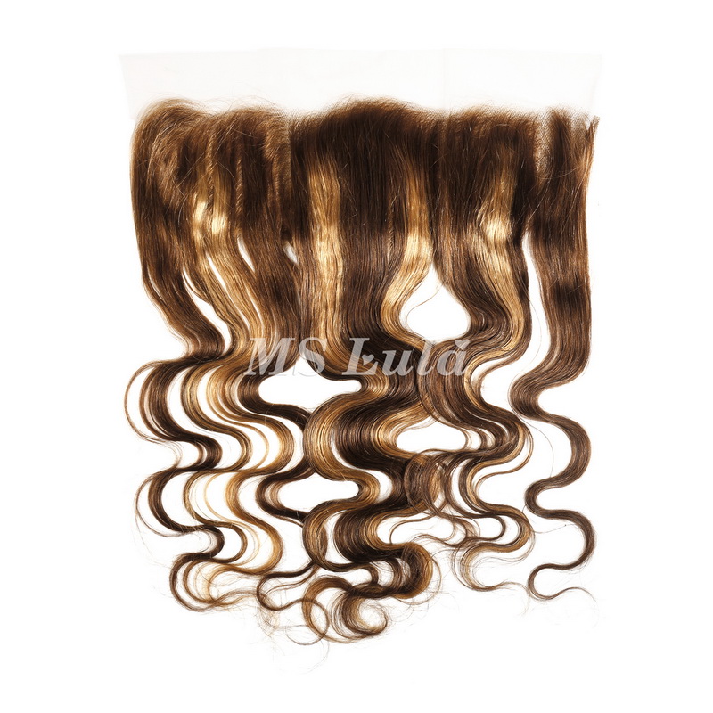 Body Wave #4/27 Highlight Virgin Human Hair 4x4 13x4 Transparent Lace Closure/Frontal - 图片 7